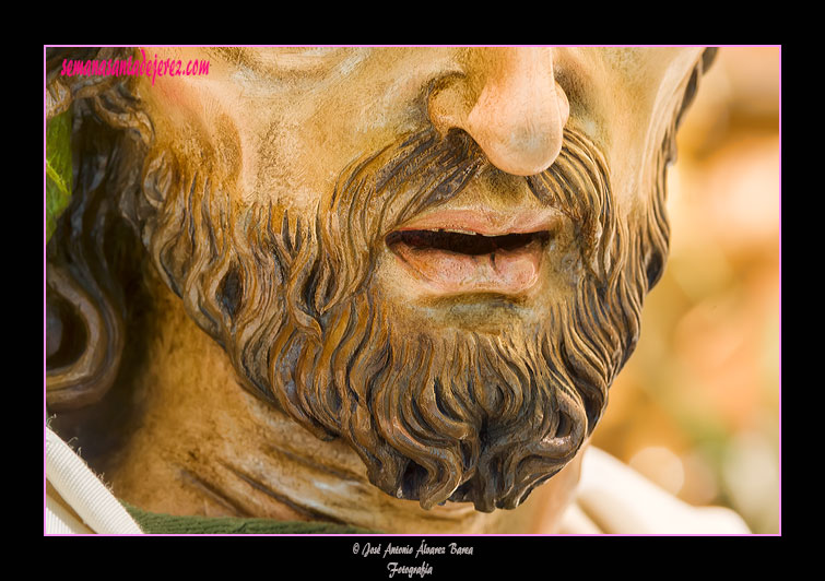 Detalle de la boca y barba de Santo Tomás (Paso de Misterio de la Sagrada Cena)