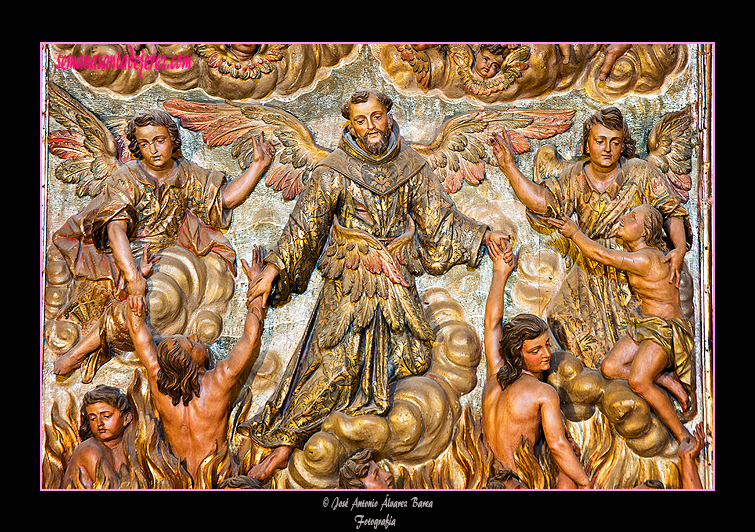 San Francisco de Asís y dos ángeles rescatando ánimas  (Retablo de Ánimas - Santa Iglesia Catedral)