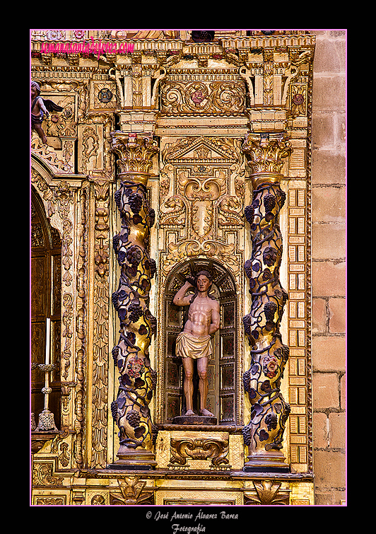 San Sebastián, uno de los patronos del Cabildo Colegial (Retablo de la Inmaculada del Voto, hoy de San Juan Grande - Santa Iglesia Catedral)