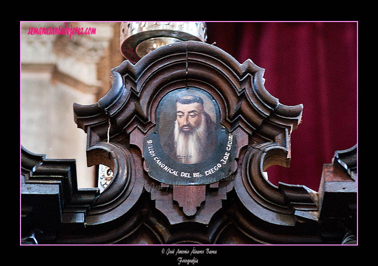 Detalle de la silla canonical del Beato Diego José de Cádiz (Coro de la Santa Iglesia Catedral)