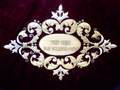 Detalle del bordado del medallón central en el faldón frontal del paso de Palio de Nuestra Señora del Socorro