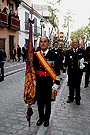 Pendón Morado de Castilla, tras el Paso de la Urna en la Hermandad del Santo Entierro