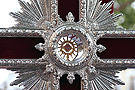 Reliquia del Lignum Crucis en la Cruz de Guia de la Hermandad de la Paz de Fátima