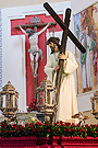 Nuestro Padre Jesús de la Salud en la parihuela de la Hdad.de las Tres Caídas preparado para su traslado a la Santa Iglesia Catedral con motivo de la erección canónica como Hermandad de Penitencia (11 de enero de 2013)