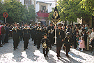 Banda de Cornetas y Tambores del Santísimo Cristo de la Caridad (Santa Marta) de Jerez, tras el Paso de Misterio de Cristo Rey en su Triunfal Entrada en Jerusalén