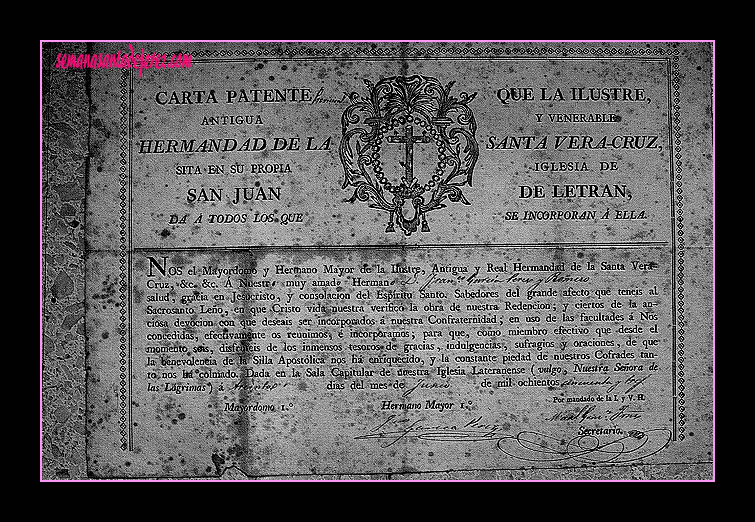 Carta patente antigua de la Hermandad