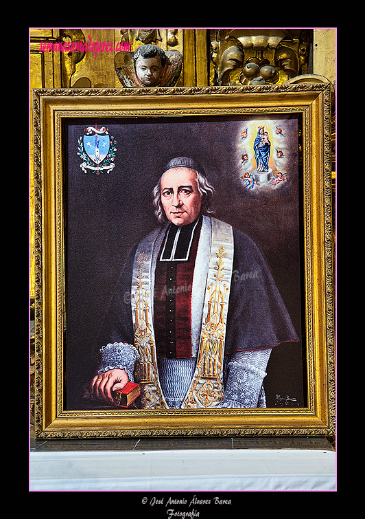 Lienzo del Beato Guillermo José Chaminade, Fundador de la Familia Marianista, en el Retablo mayor de la Iglesia de San Juan de los Caballeros