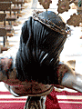 Detalle del tallado de la cabellera del Santísimo Cristo de la Sagrada Lanzada 