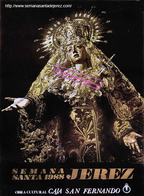 Nuestra Señora del Mayor Dolor en el cartel de la Caja San Fernando. Año 1988
