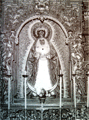 Foto compuesta de la Virgen de la Encarnación en la que está dibujada la ráfaga que se encargó al orfebre Fernando Marmolejo y cuyo presupuesto en plata entregó por un valor de 70.000 pesetas