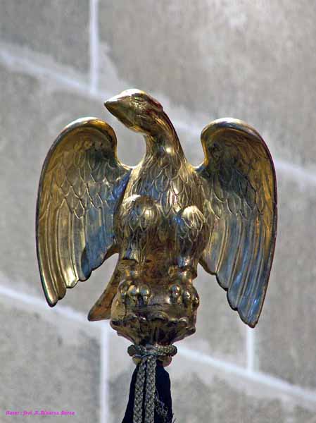 Aguila que remata el asta del Senatus de la Hermandad del Santo Crucifijo de la Salud 