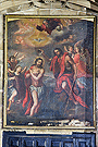 Lienzo del Bautismo de Cristo en el Jordán, basado en una estampa de Cornelius Cort (Capilla Bautismal - Iglesia de San Miguel)