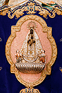 Detalle de la Virgen de la Merced en el Simpecado de la Hermandad de las Cinco Llagas