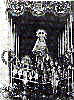 Paso de Palio de Nuestra Se&ntilde;ora del Traspaso en 1926. El paso es de madera tallada y la candeler&iacute;a esta formada por "mar&iacute;as". El palio es el actual.