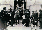 Visita del Rey Alfonso XIII, el 17 de octubre de 1922, como Hermano, a la Real Capilla del Calvario. (Foto: Anónimo)