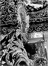 Nuestra Señora de la Piedad entronizada en su soberbio paso de palio mostrando los magnificos bordados de las Hermanas Antunez. La fotografia es anterior a 1949, fecha en la que estrenara la actual corona de Seco Imbert. (Foto: Rafael Iglesias)