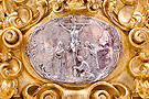 Cartela de la trasera de la canastilla del paso de Misterio de la Sagrada Cena
