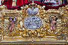 Detalle del frontal de la canastilla del Paso de Misterio de la Sagrada Cena de Nuestro Señor Jesucristo