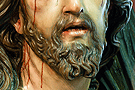 Detalle de la boca y barba de Nuestro Padre Jesús de la Salud