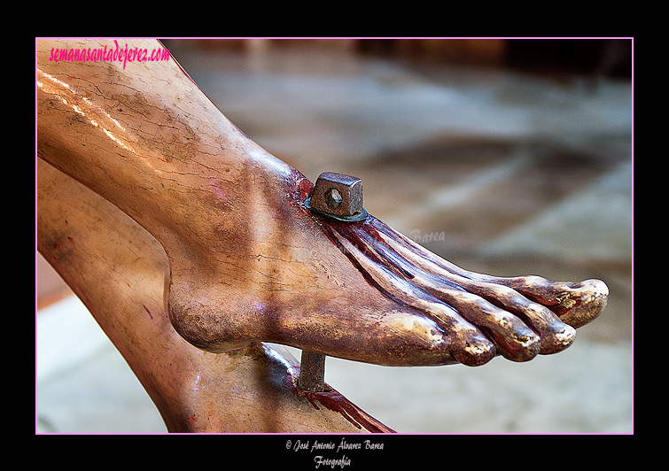 Pie derecho del Santísimo Cristo de la Sagrada Lanzada