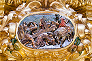 Primera cartela del lateral izquierdo de la canastilla del Paso de Nuestro Padre Jesús de la Vía-Crucis - 3º Estación: Jesús, cae por primera vez bajo el peso de la Cruz