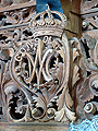 Detalle del frontal de la canastilla del paso de María Santísima del Consuelo antes de dorar
