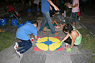 Montaje de alfombras para el Corpus