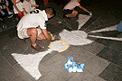 Montaje de alfombras para el Corpus