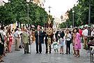 Presidencia del Estandarte de la Hermandad de la Lanzada en la procesión de la Virgen del Carmen